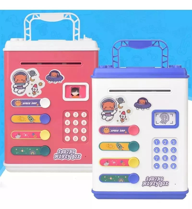 Pușculiță pentru Copii Tip ATM – Cu Cifru și Amprentă Digitală,cod pin