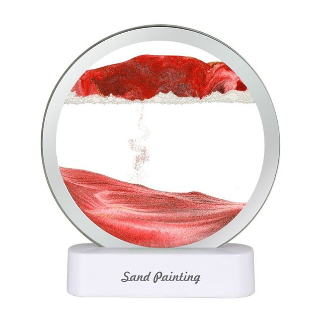 Lampa decorativa 3D tip clepsidra, nisipuri miscatoare, Moving Sand Art