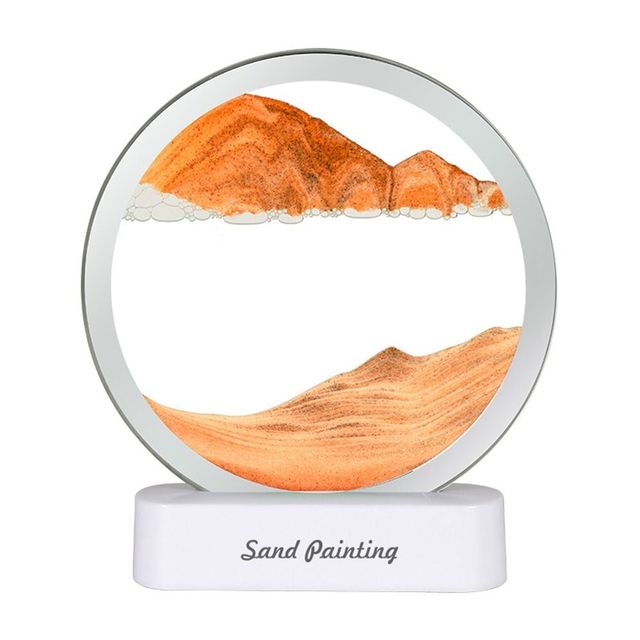 Lampa decorativa 3D tip clepsidra, nisipuri miscatoare, Moving Sand Art