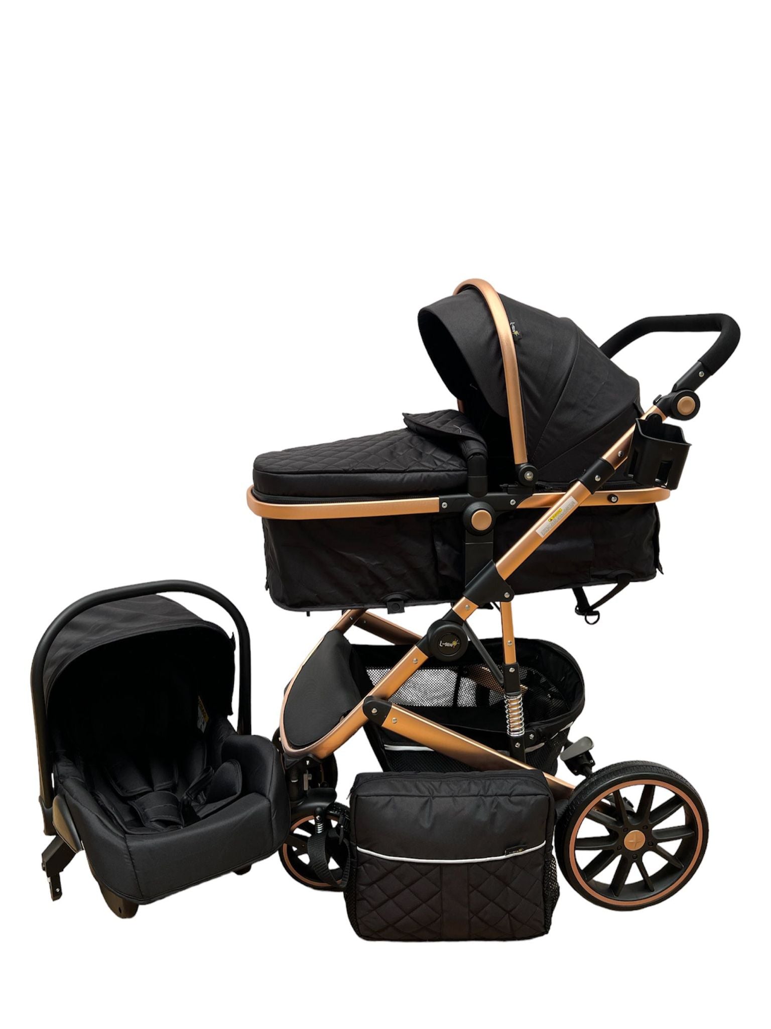 Carucior T4 3-in-1 cu Suspensii și Transformabil Landou-Sport