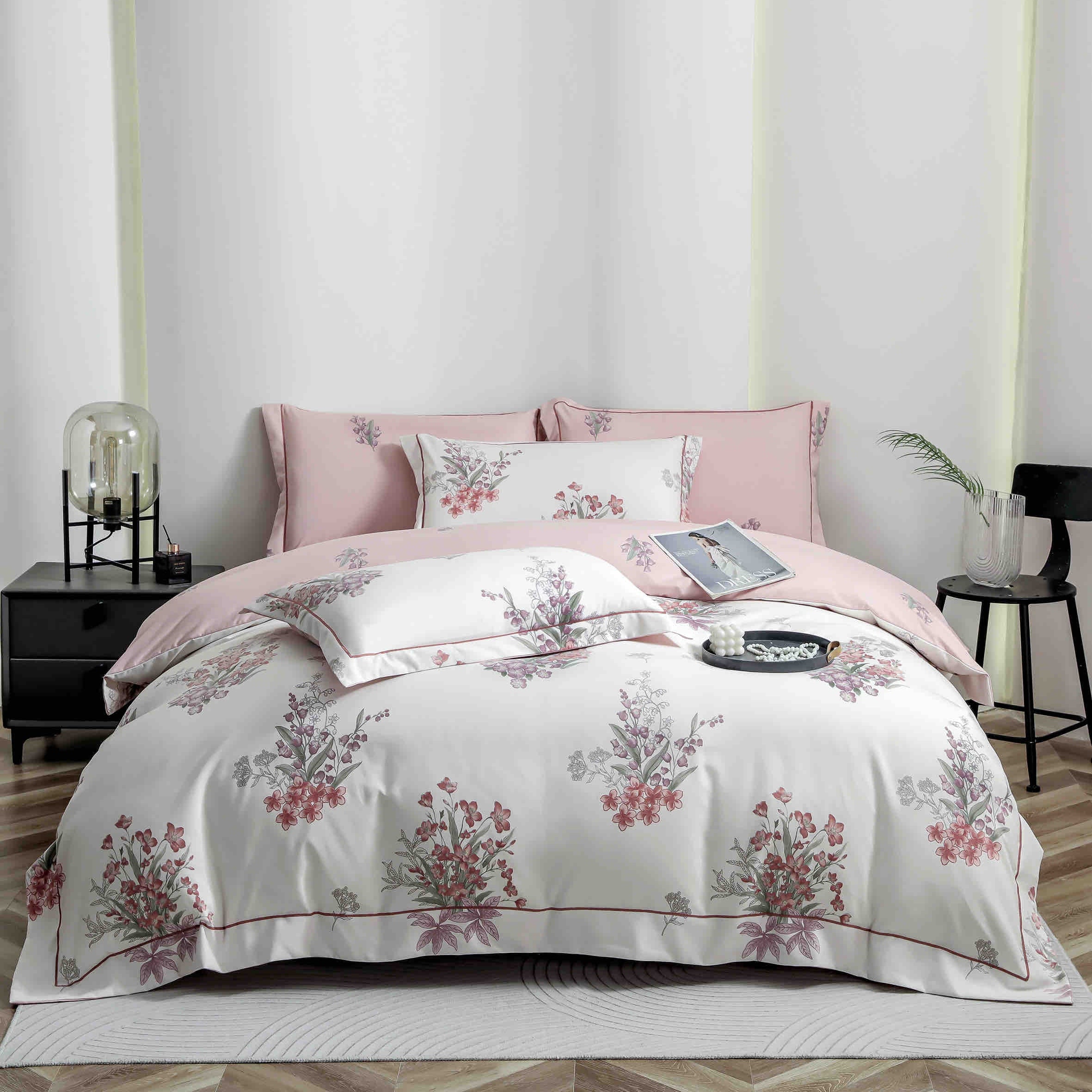 Lenjerie De Lux în Cutie Cadou - Bumbac Finet, 6 Piese, Cearceaf cu Elastic, Model 5