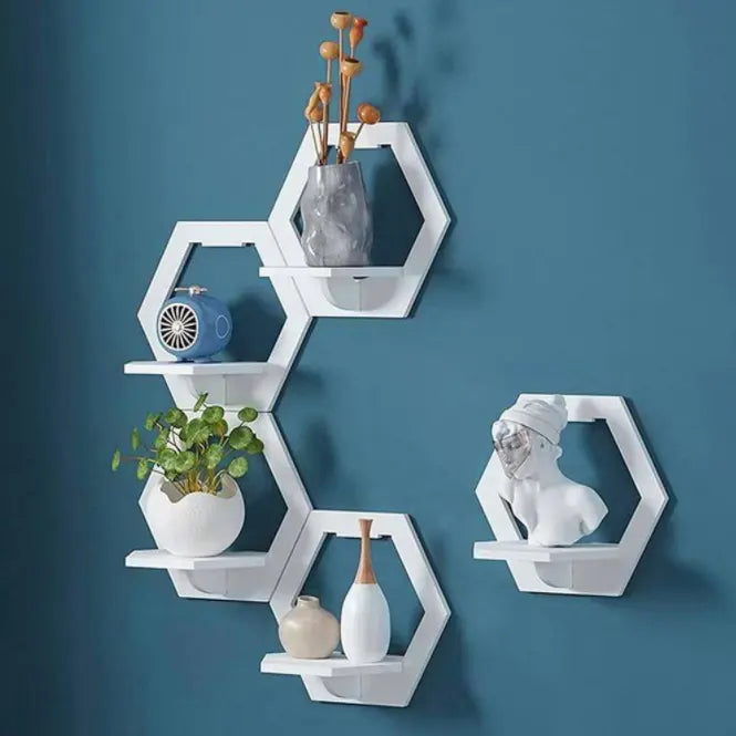 Raft Alb Decorativ Hexagonal, Patrat și Rotund,
