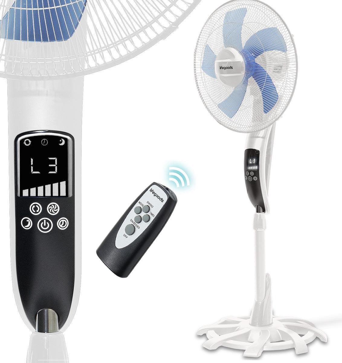 Ventilator cu Picior 50W, Înălțime Ajustabilă, Telecomanda, 3 Viteze, LifeGoods