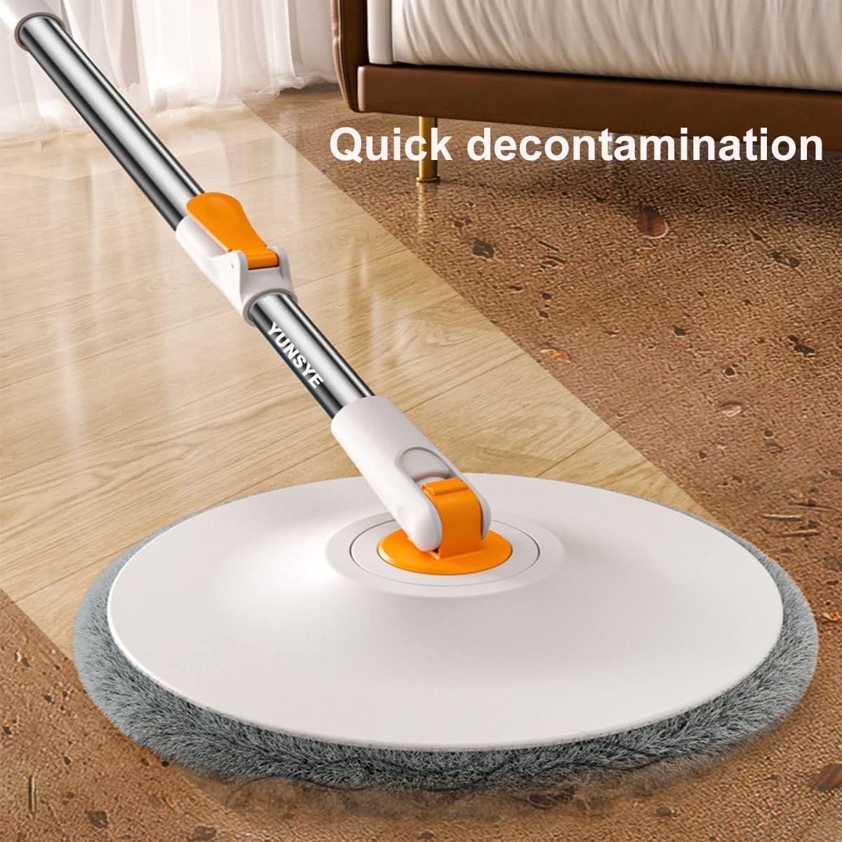 Mop Rotativ cu Lavetă Microfibra și Auto Spălare, Compartimente pentru Apa Curata și Murdara, Robinet de Scurgere a Apei