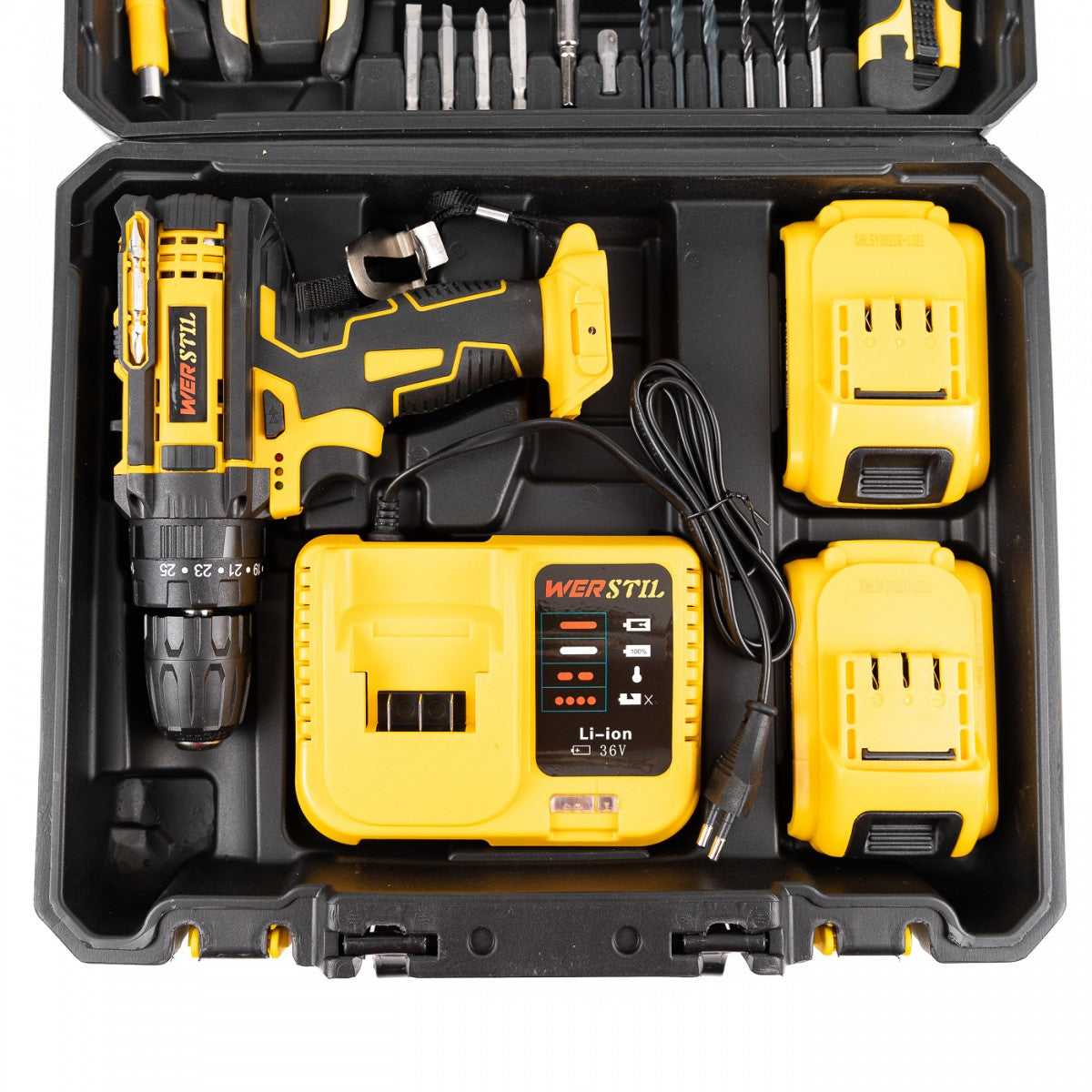 Trusa Bormasina cu Percutie, 2 Acumulatori, 36V, 30 Accesorii