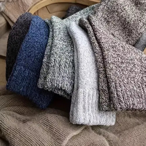 Set 4 Perechi Șosete Groase din Lână pentru Toamnă și Iarnă – Șosete Casual până la Gambă, Unisex (Mărimi 35-38 și 39-42)