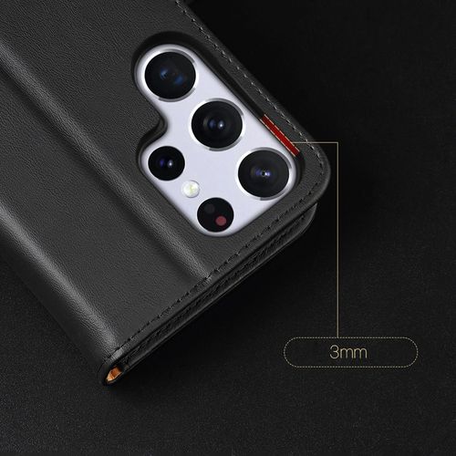 Husă Flip Dux Ducis Hivo din piele pentru Samsung S22 Ultra - neagră