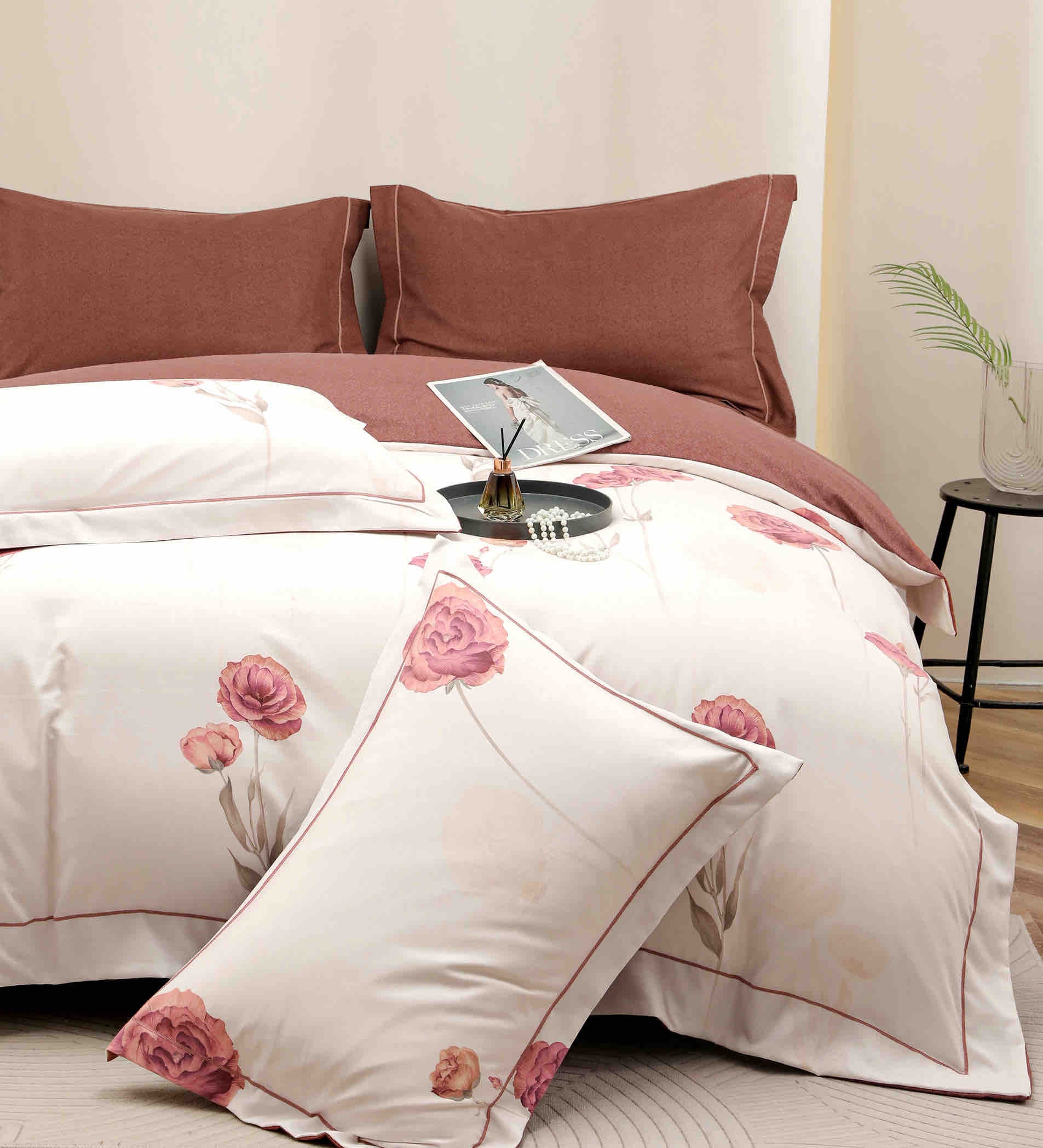 Lenjerie De Lux în Cutie Cadou - Bumbac Finet, 6 Piese, Cearceaf cu Elastic, Model 2