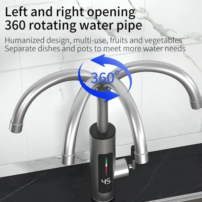 Robinet Electric Instant din Inox, cu Display LED și Rotire 360 Grade, 3000W