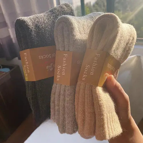 Set 4 Perechi Șosete Groase din Lână pentru Toamnă și Iarnă – Șosete Casual până la Gambă, Unisex (Mărimi 35-38 și 39-42)