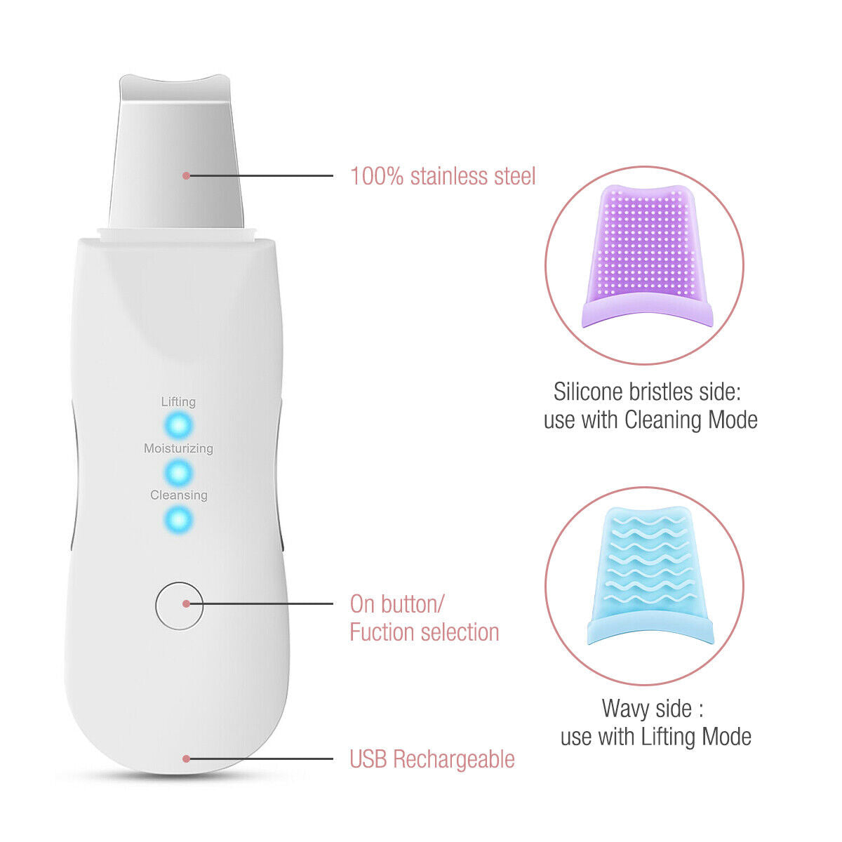 Ultrasonic Skin Scrubber – Aparat de Curățare Facială Profundă și Îngrijire a Pielii