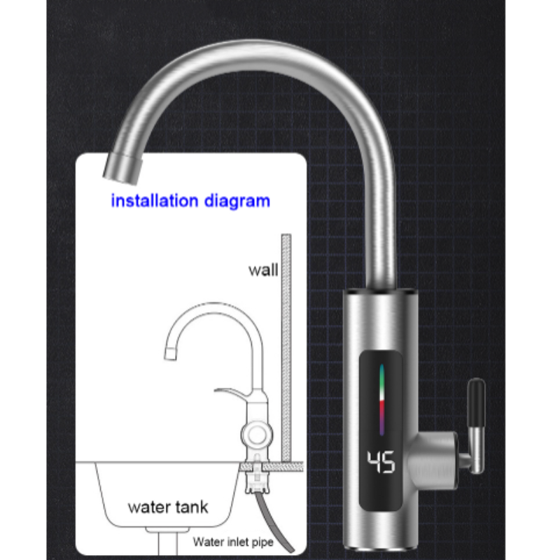 Robinet Electric Instant din Inox, cu Display LED și Rotire 360 Grade, 3000W