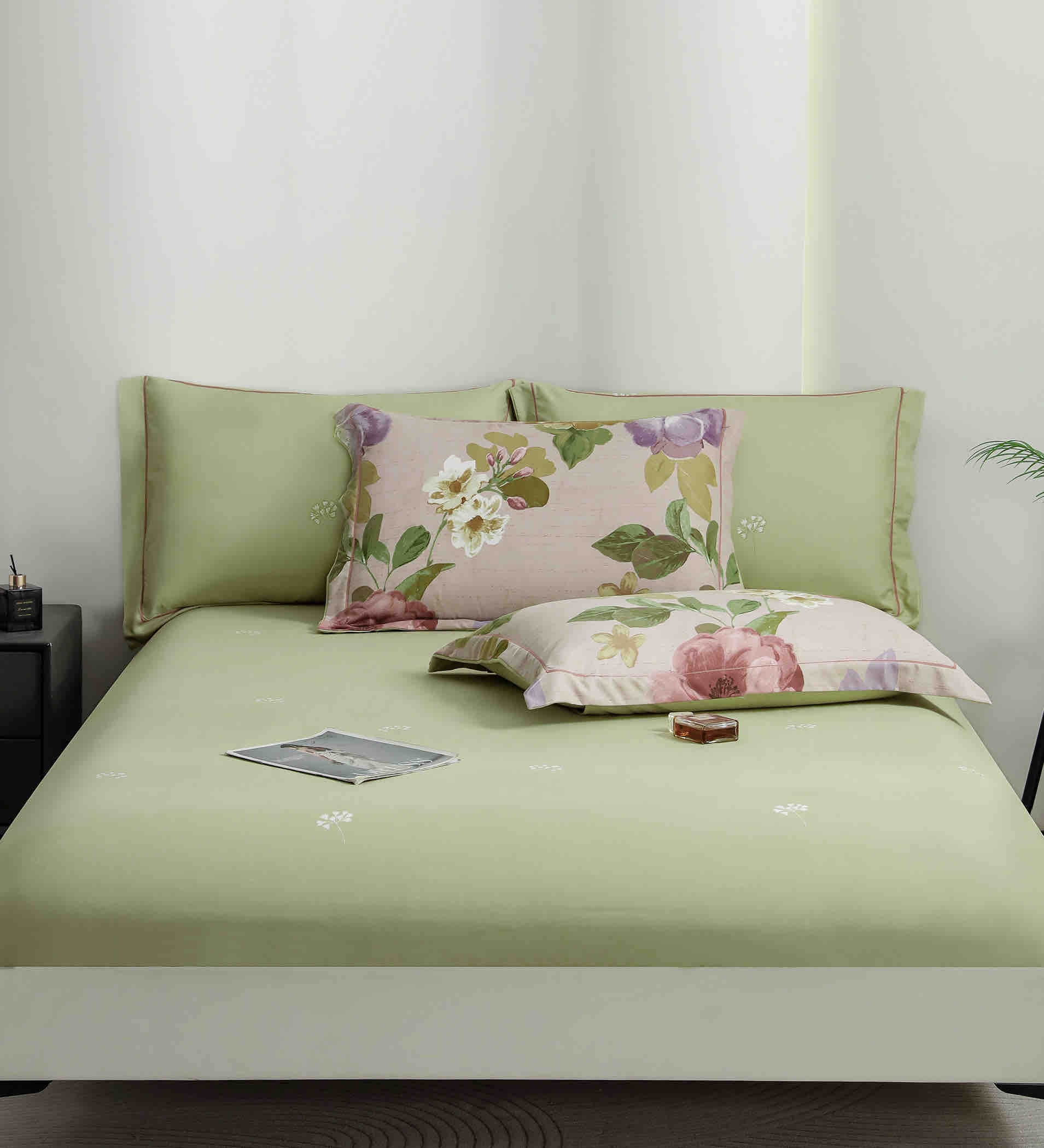 Lenjerie De Lux în Cutie Cadou - Bumbac Finet, 6 Piese, Cearceaf cu Elastic, Model 3
