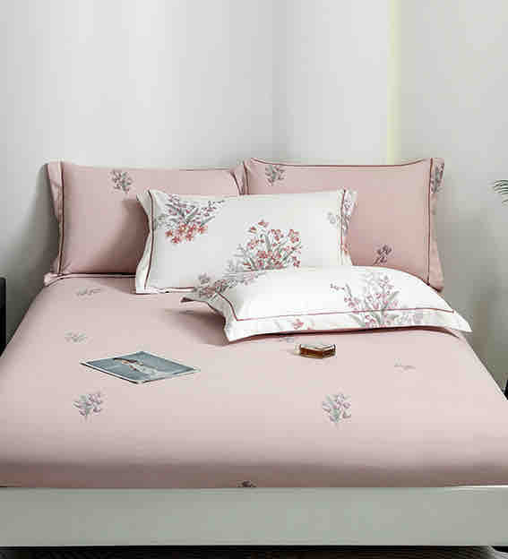 Lenjerie De Lux în Cutie Cadou - Bumbac Finet, 6 Piese, Cearceaf cu Elastic, Model 5