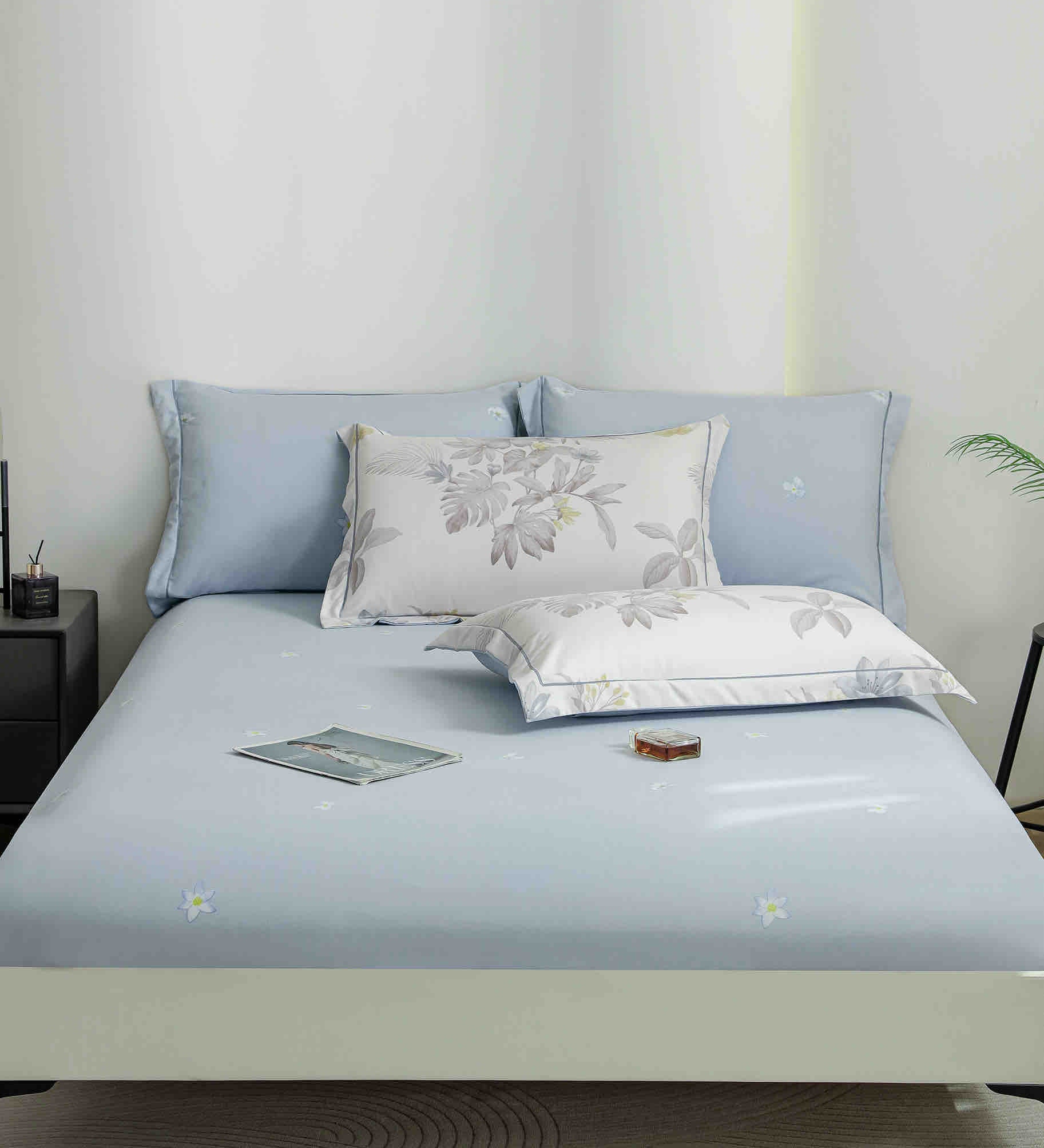 Lenjerie De Lux în Cutie Cadou - Bumbac Finet, 6 Piese, Cearceaf cu Elastic, Model 7