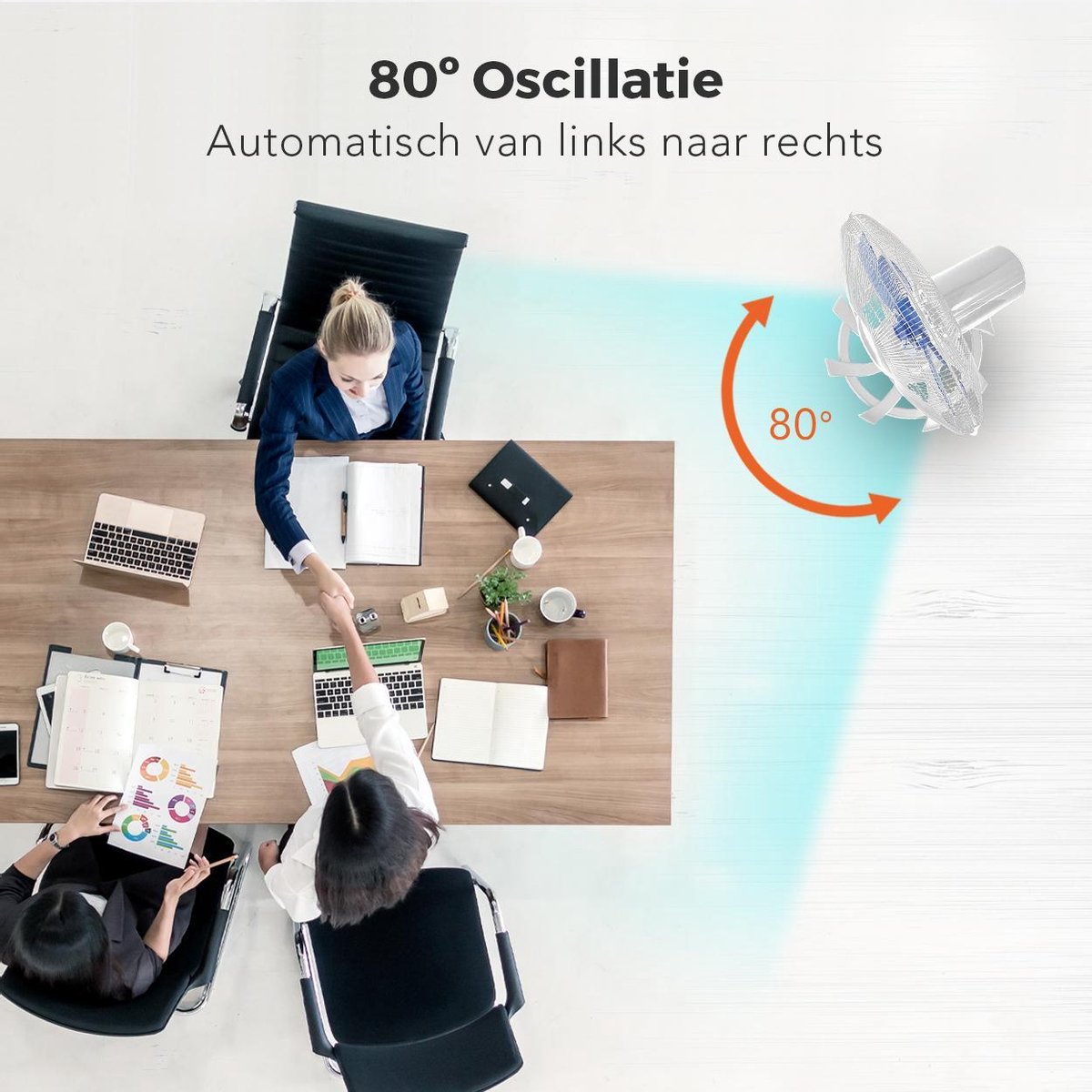 Ventilator cu Picior 50W, Înălțime Ajustabilă, Telecomanda, 3 Viteze, LifeGoods