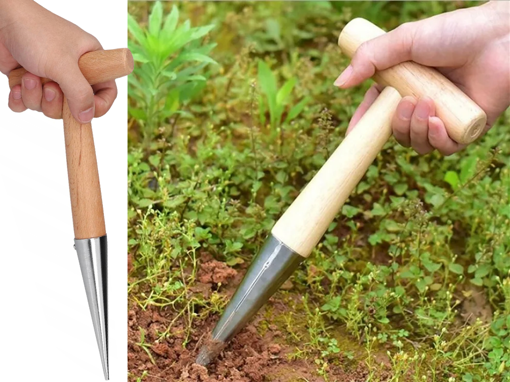 Unealta de Plantat din Lemn pentru Bulbi și Plante în Ghivece