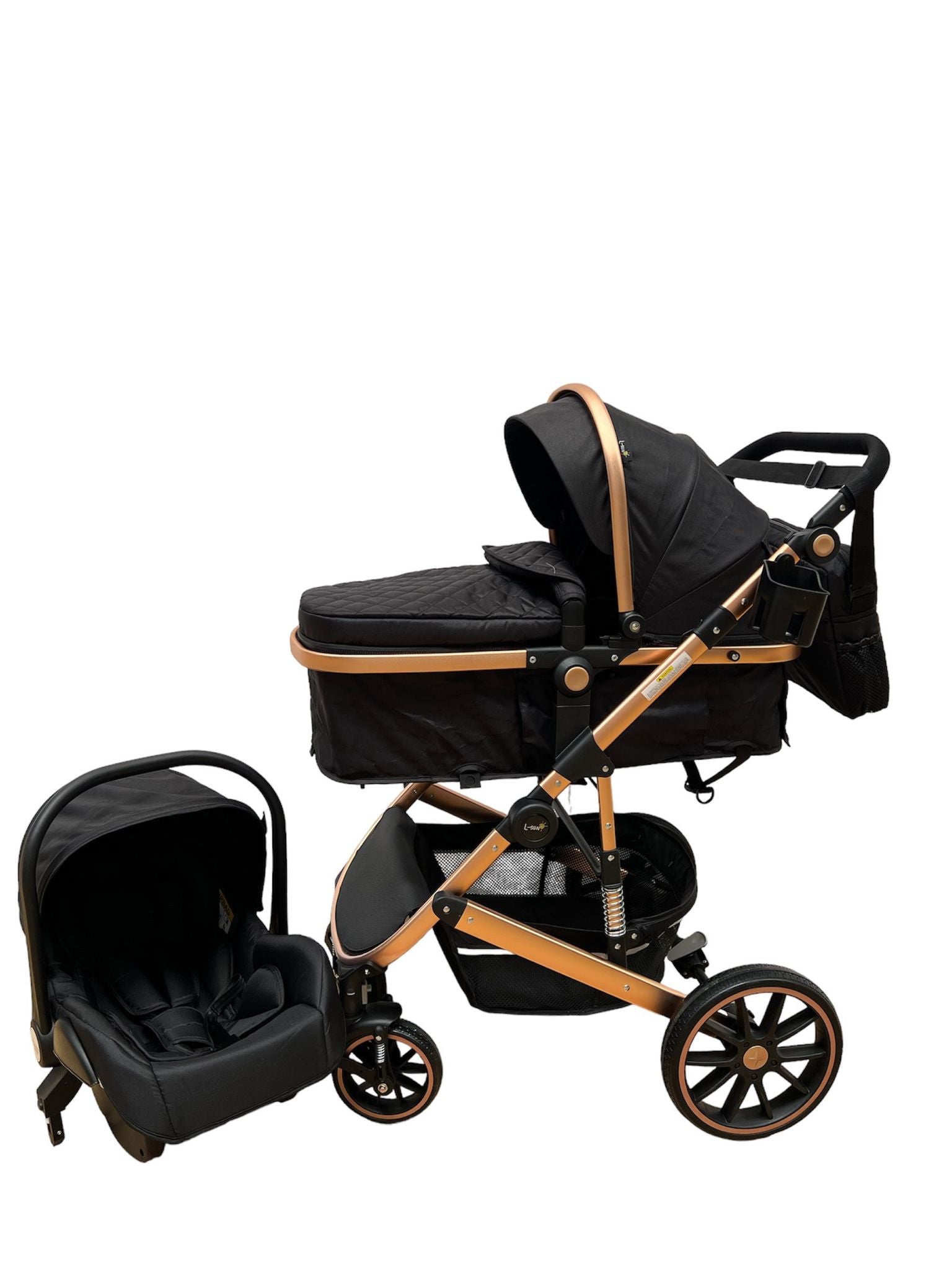 Carucior T4 3-in-1 cu Suspensii și Transformabil Landou-Sport