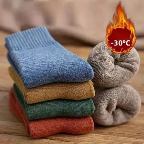 Set 4 Perechi Șosete Groase din Lână pentru Toamnă și Iarnă – Șosete Casual până la Gambă, Unisex (Mărimi 35-38 și 39-42)