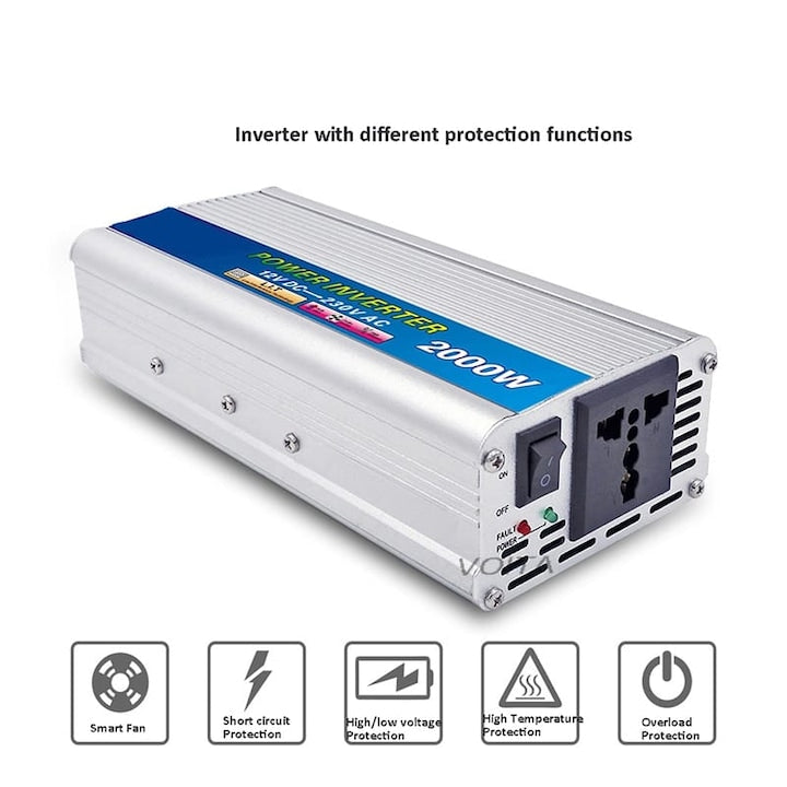 Invertor Solar 1000W, 12V DC - 230V AC, Beltt