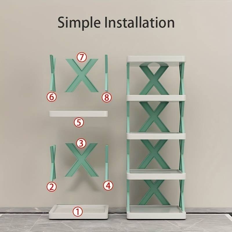 Pantofar cu 4 rafturi, modulare, alb cu portocaliu/verde