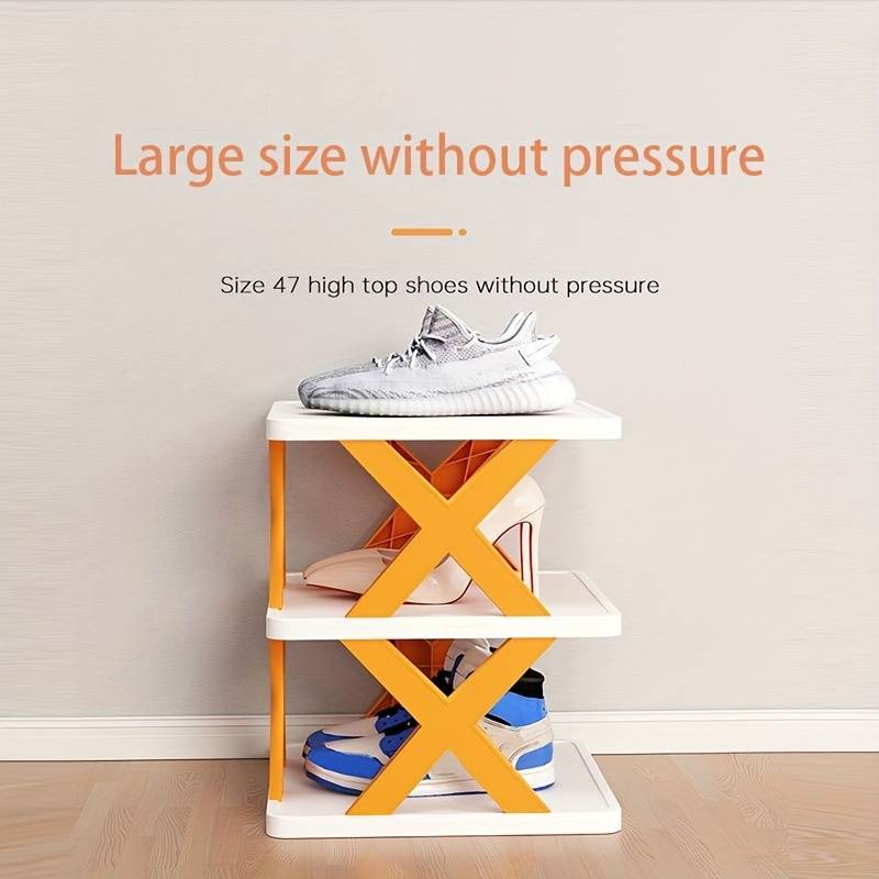 Pantofar cu 4 rafturi, modulare, alb cu portocaliu/verde