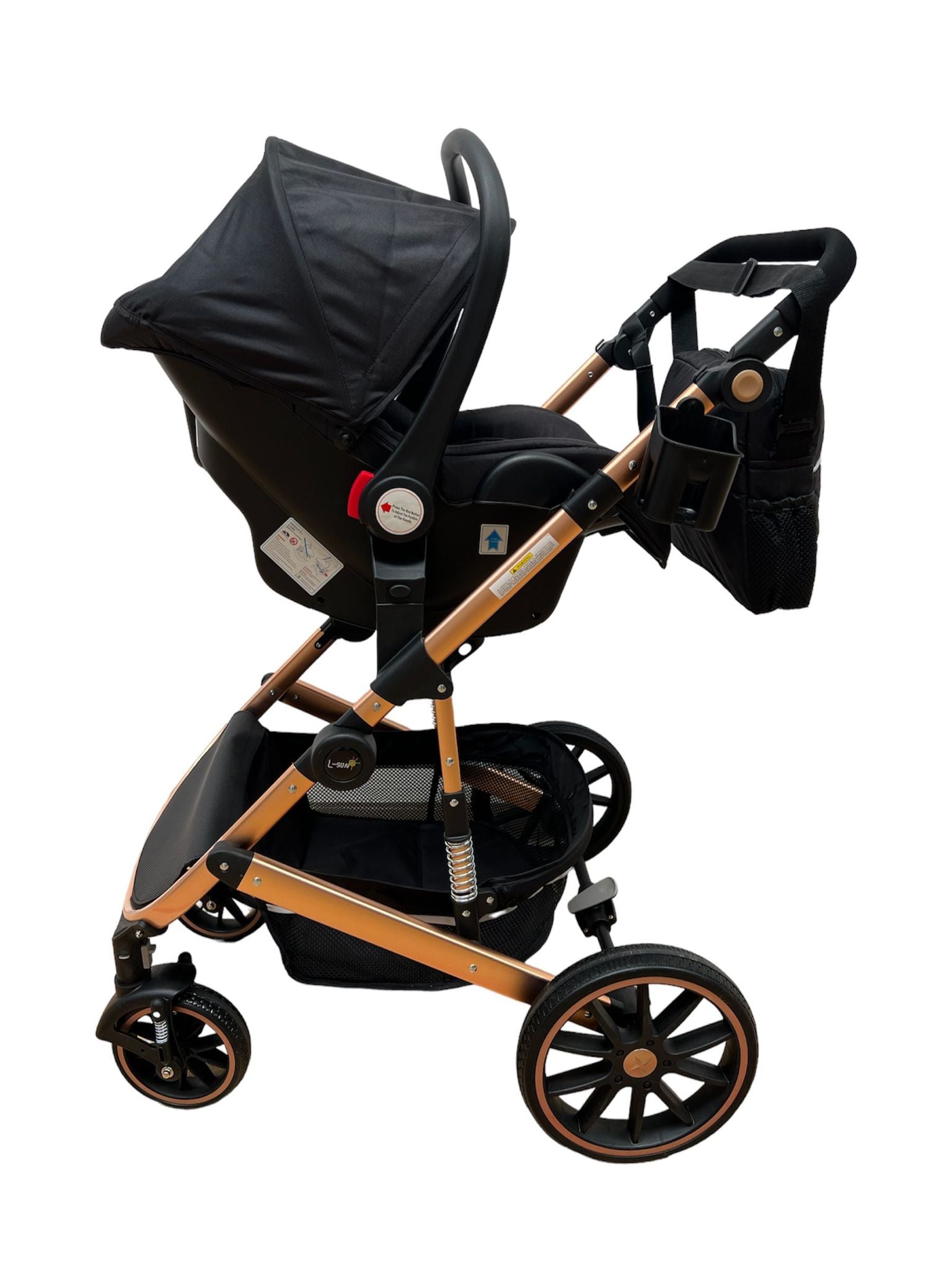 Carucior T4 3-in-1 cu Suspensii și Transformabil Landou-Sport