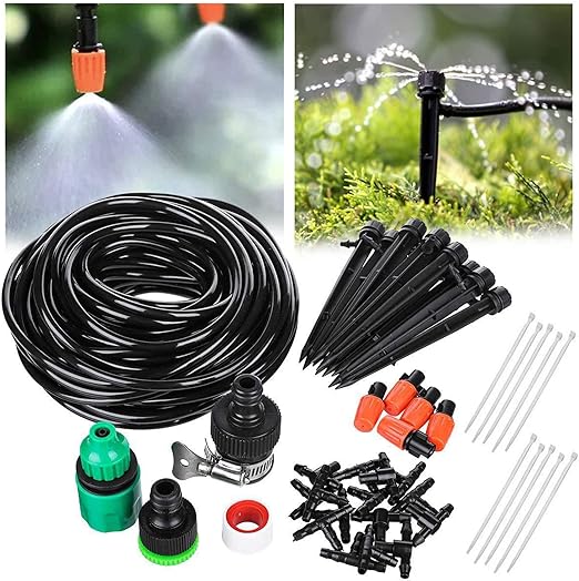 Sistem de Irigare cu Furtun Distribuitor și Duze Reglabile pentru Grădină, Seră, Patio și Gazon