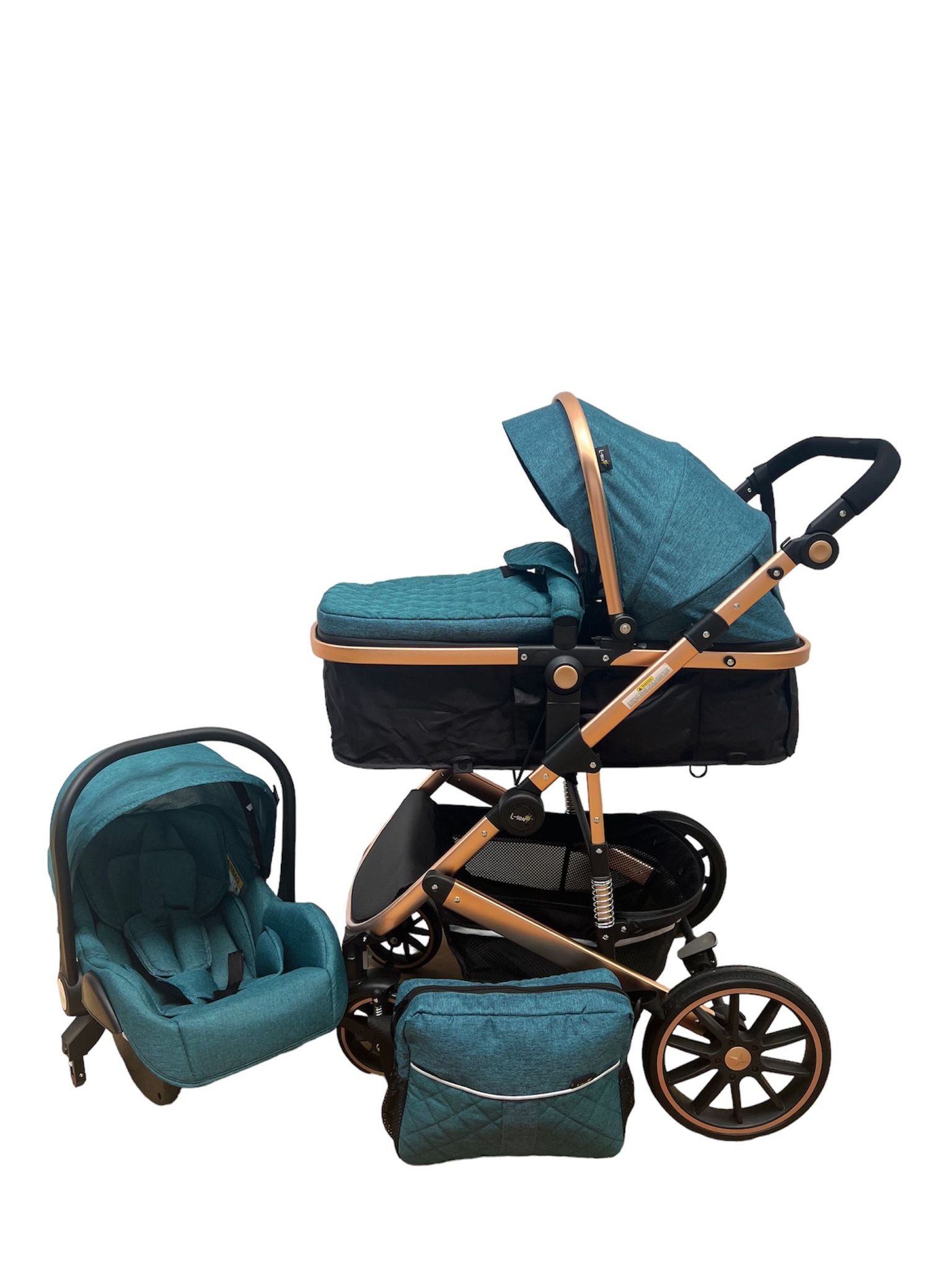 Carucior T4 3-in-1 cu Suspensii și Transformabil Landou-Sport