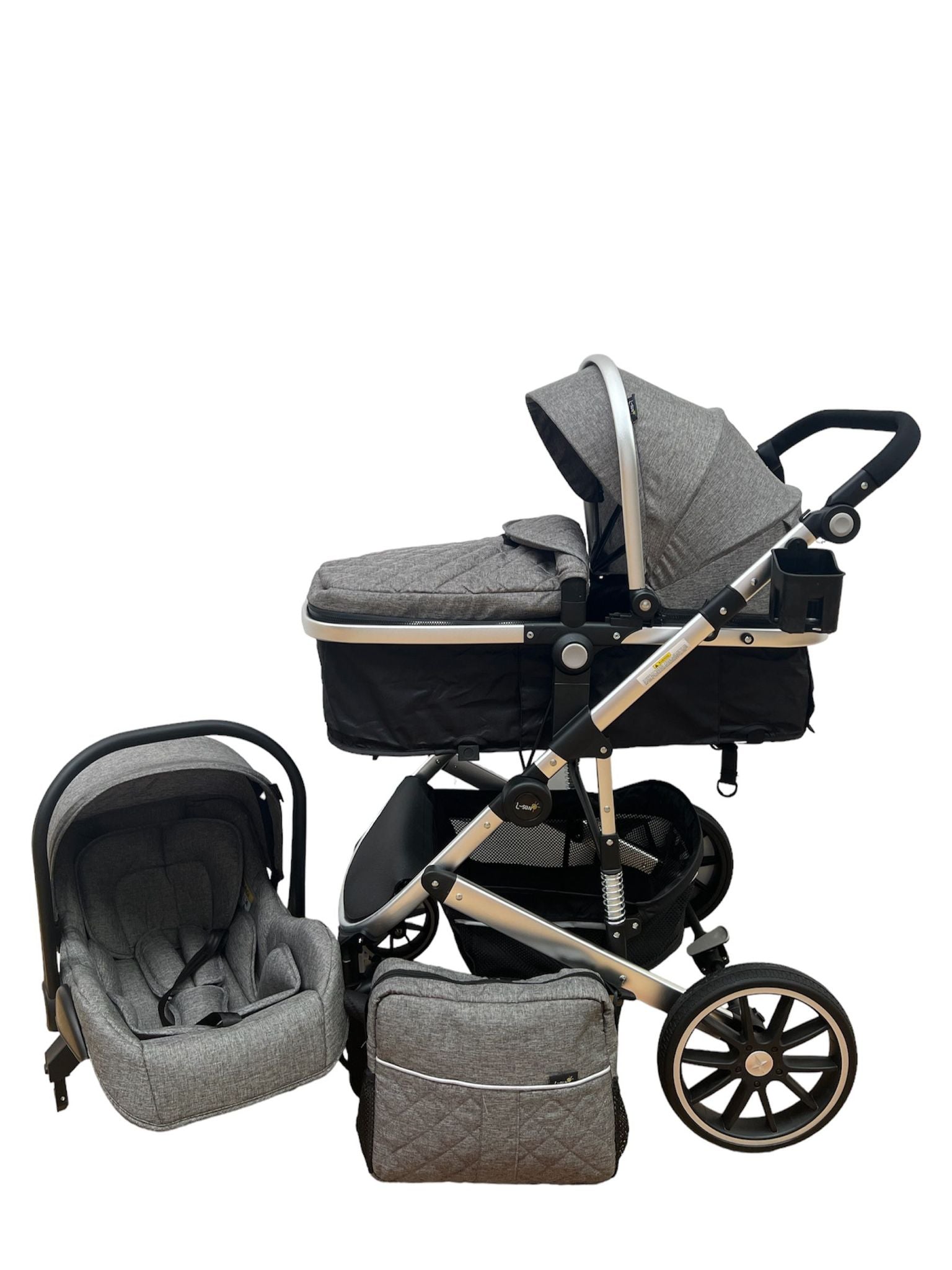 Carucior T4 3-in-1 cu Suspensii și Transformabil Landou-Sport