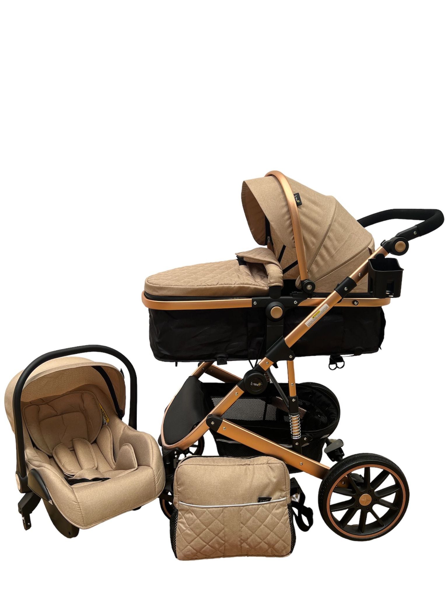 Carucior T4 3-in-1 cu Suspensii și Transformabil Landou-Sport