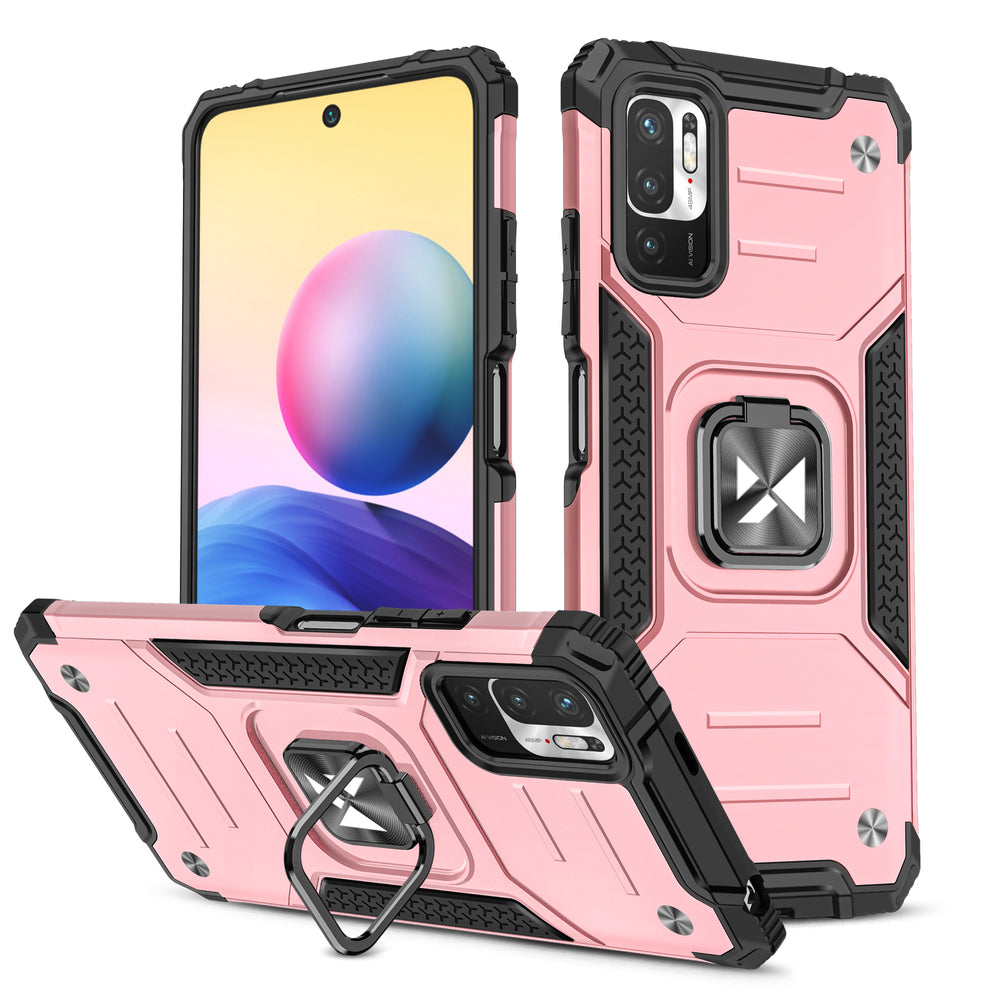 Husă Wozinsky Ring Armor cu Suport pentru Xiaomi Redmi Note 10 5G, Roz
