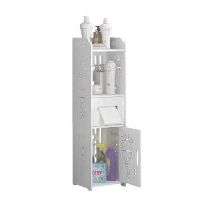 Dulap Vertical pentru Baie din PVC cu Poliță și Sertare, 80 x 20 x 18 cm