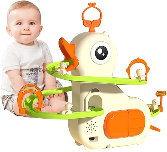 Jucărie Tobogan Rață - Jucărie Drăguță cu Pista de Rațe, LED și Muzică | Jucărie Electrică Educațională pentru Copii (3+ Ani)