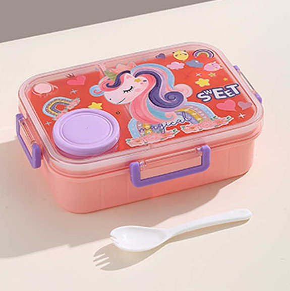 Cutie Bento Box pentru Copii – 1200ml, 3 Compartimente + Recipient Sos 80ml