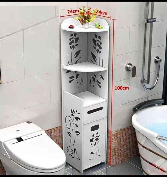 Dulap vertical pentru baie, 3 polite, 2 sertare 100x24x24 cm, alb