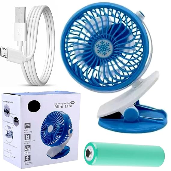Mini Ventilator USB cu Acumulator și Clips, 3 Viteze, 18cm