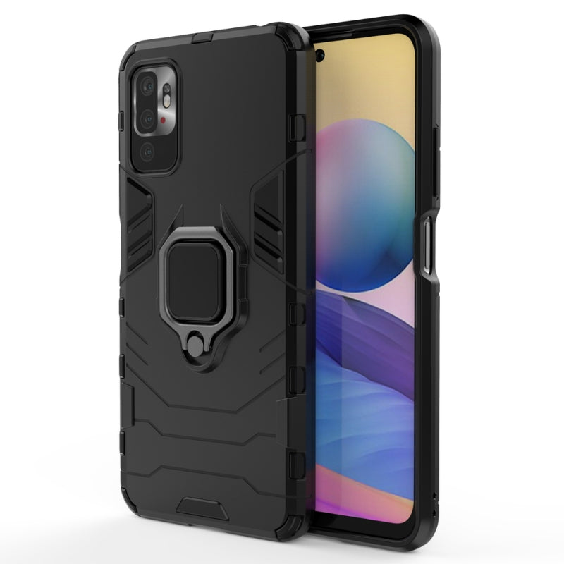 Husă Ring Armor cu suport și protecție robustă pentru Xiaomi Redmi Note 10 5G / Poco M3 Pro - Neagră