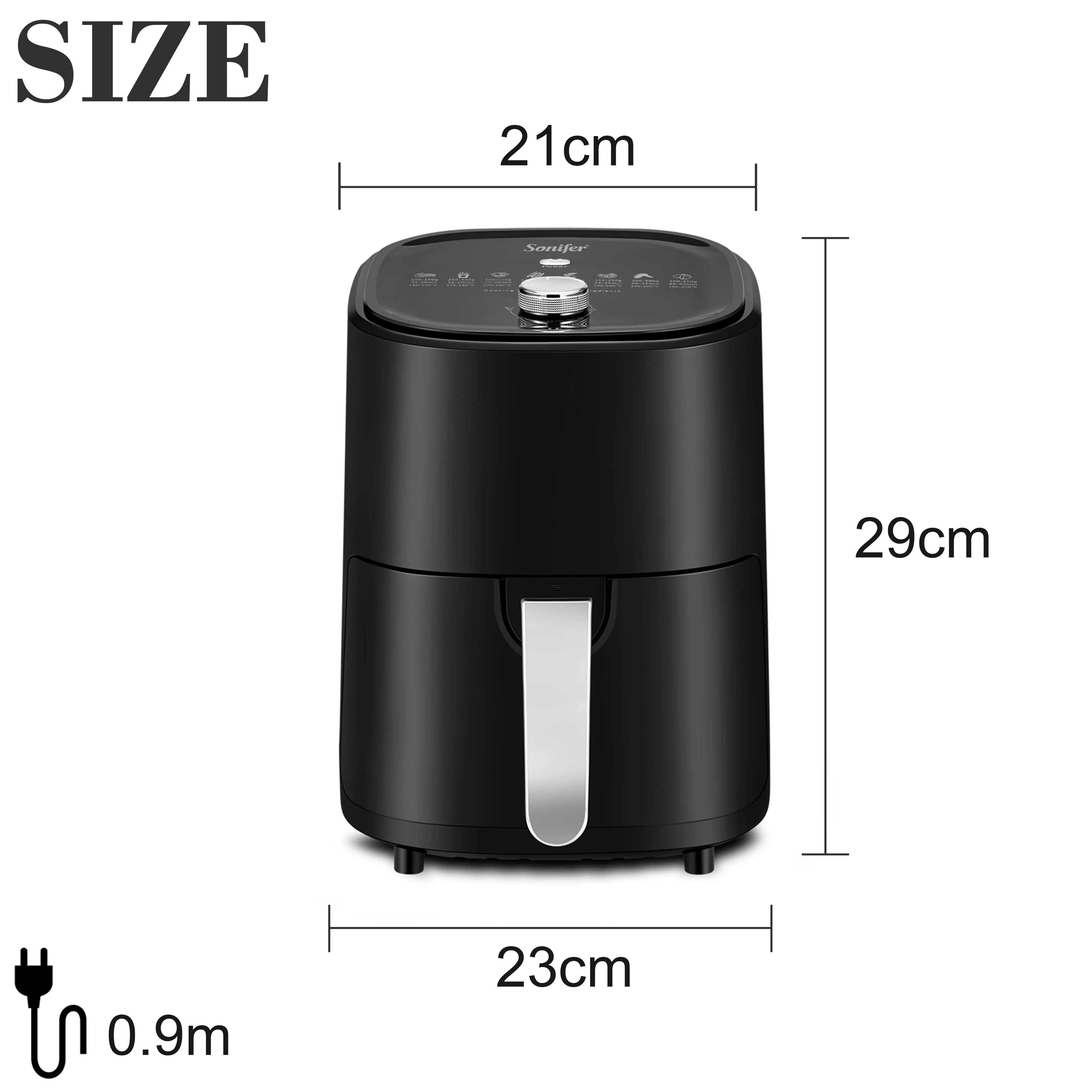 Friteuza cu aer cald SonyMax, 5L + CADOU - Set de 50 de hârtii de copt pentru AirFryer