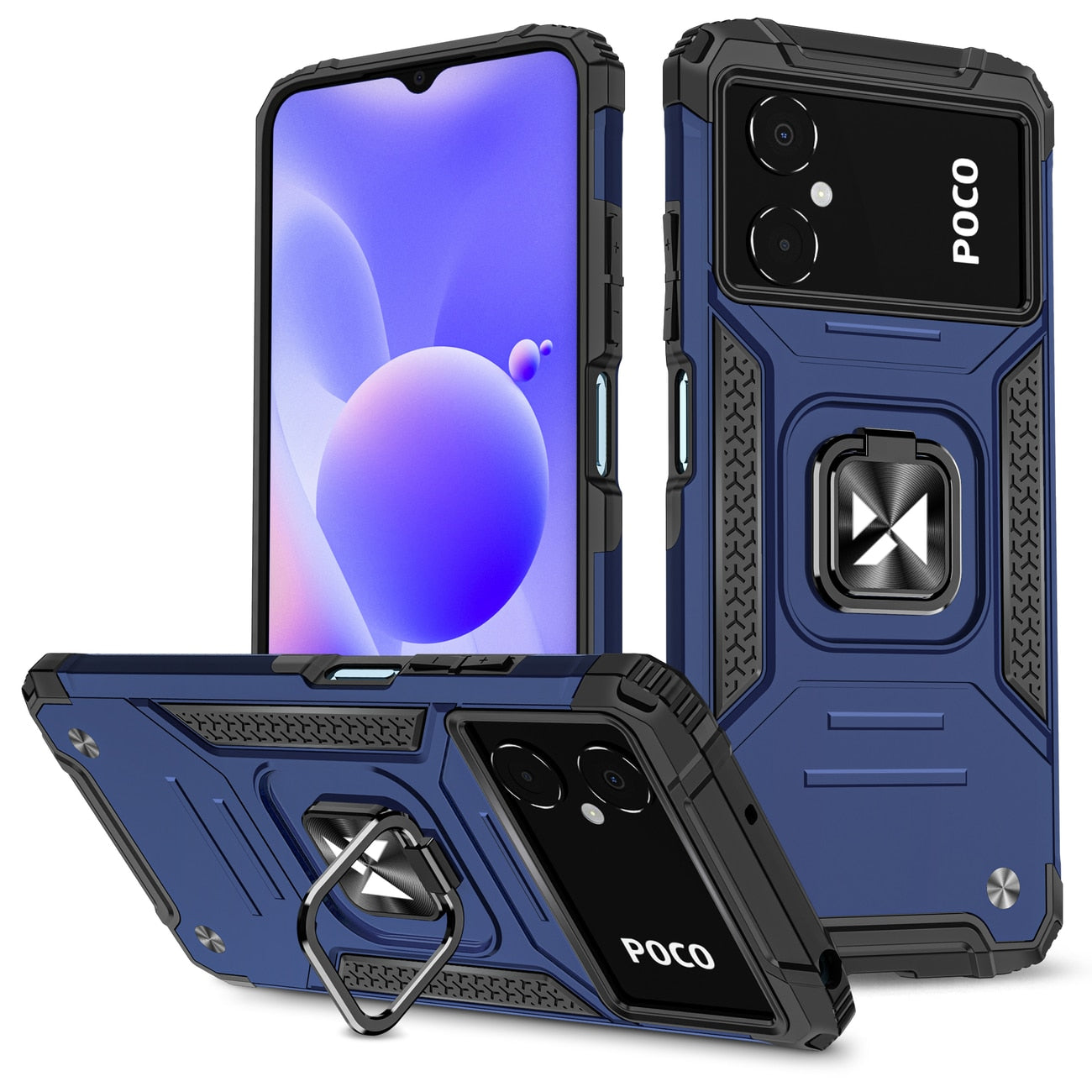 Carcasă Wozinsky Ring Armor compatibilă cu Xiaomi Poco M4 5G / Redmi 10 5G / Redmi Note 11E - Albastru