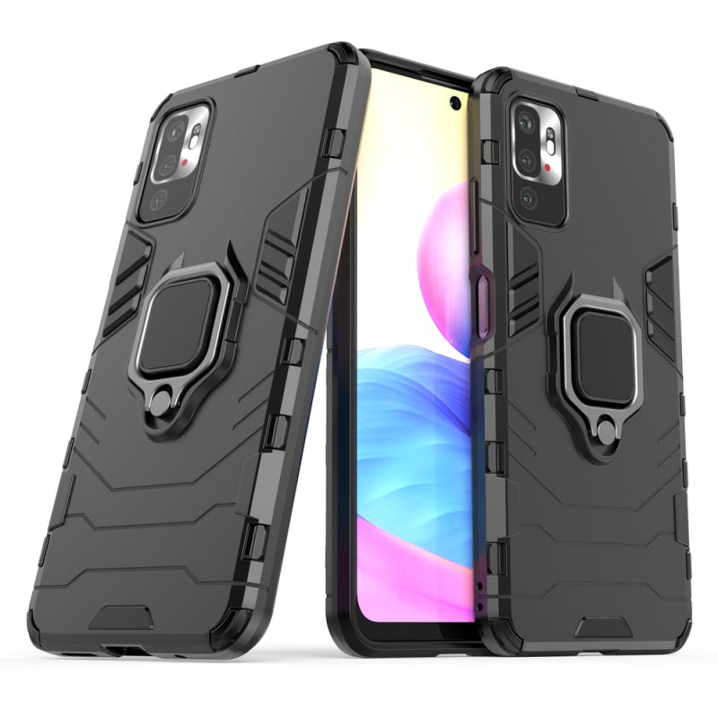 Husă Ring Armor cu suport și protecție robustă pentru Xiaomi Redmi Note 10 5G / Poco M3 Pro - Neagră