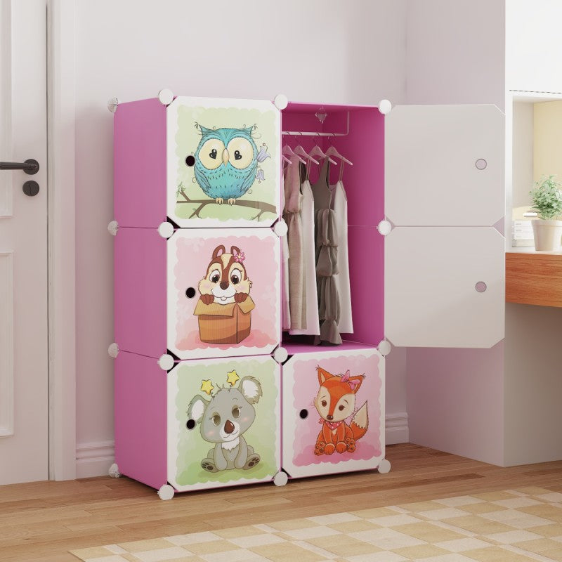 Dulap Modular pentru Camera Copiilor, 6 Uși, 110x74x37cm