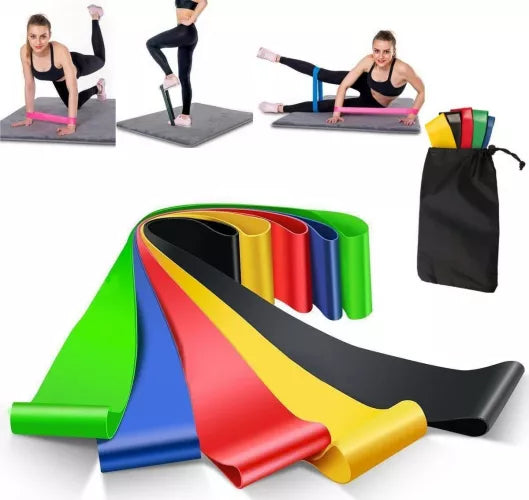Set 5 Benzi Elastice pentru Fitness - 5 Nivele de Rezistență