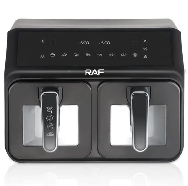 Friteuză Dubla Digitală cu Aer Cald, 2 Coșuri cu Geam, 9L, 2200W, 9 Programe, Touch Screen