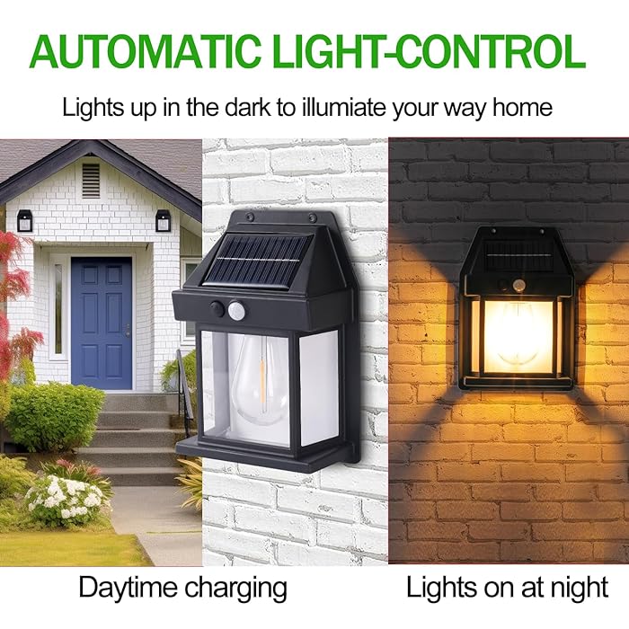 Set 4 x Lampa Solara de Perete în Formă de Felinar, cu Senzor de Mișcare, 18W