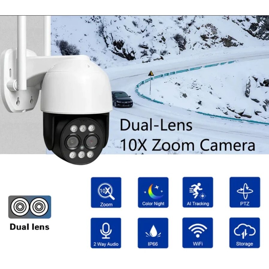 Camera Dublă Wireless JORTAN HD JT-8186XM - Supraveghere Avansată cu Rotire 355° și Zoom Digital X10