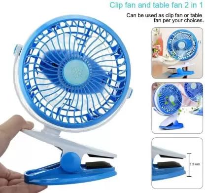 Mini Ventilator USB cu Acumulator și Clips, 3 Viteze, 18cm