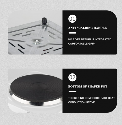 Plită Electrică Ceramică, RAF R.8010AB, 1000W, Control Temperatură și Protecție la Supraîncălzire