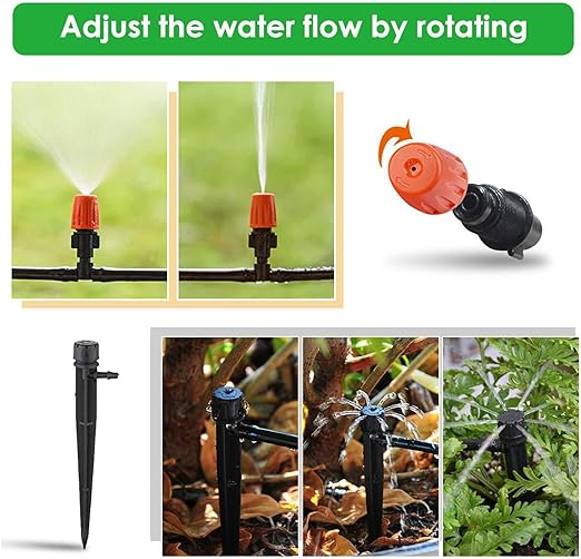 Sistem de Irigare cu Furtun Distribuitor și Duze Reglabile pentru Grădină, Seră, Patio și Gazon