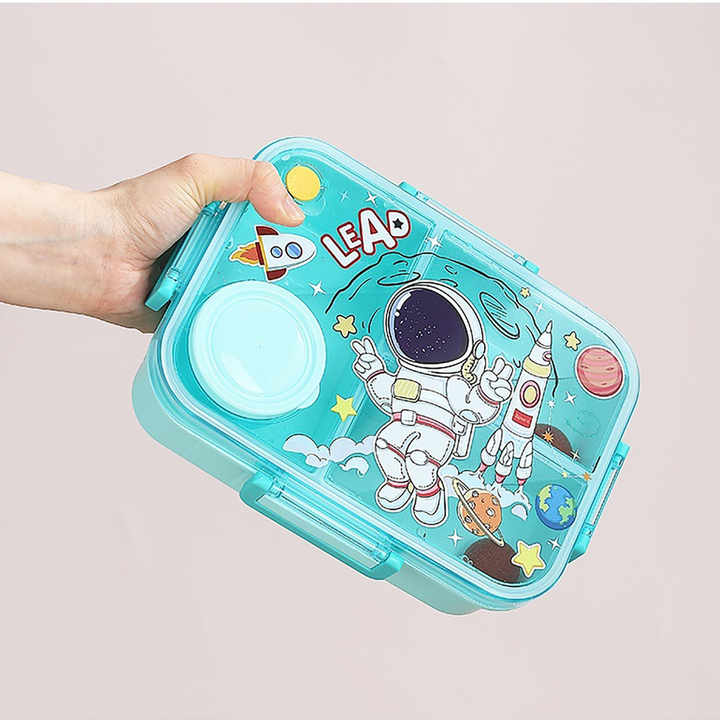 Cutie Bento Box pentru Copii – 1200ml, 3 Compartimente + Recipient Sos 80ml